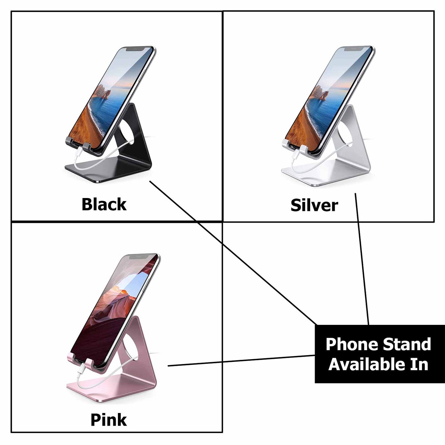 PHONE STAND For Apple iPhone and Android Cell Phones - Available in 3 Colors